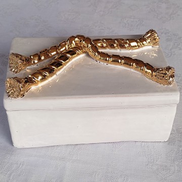 Scatola "decori foglia oro"