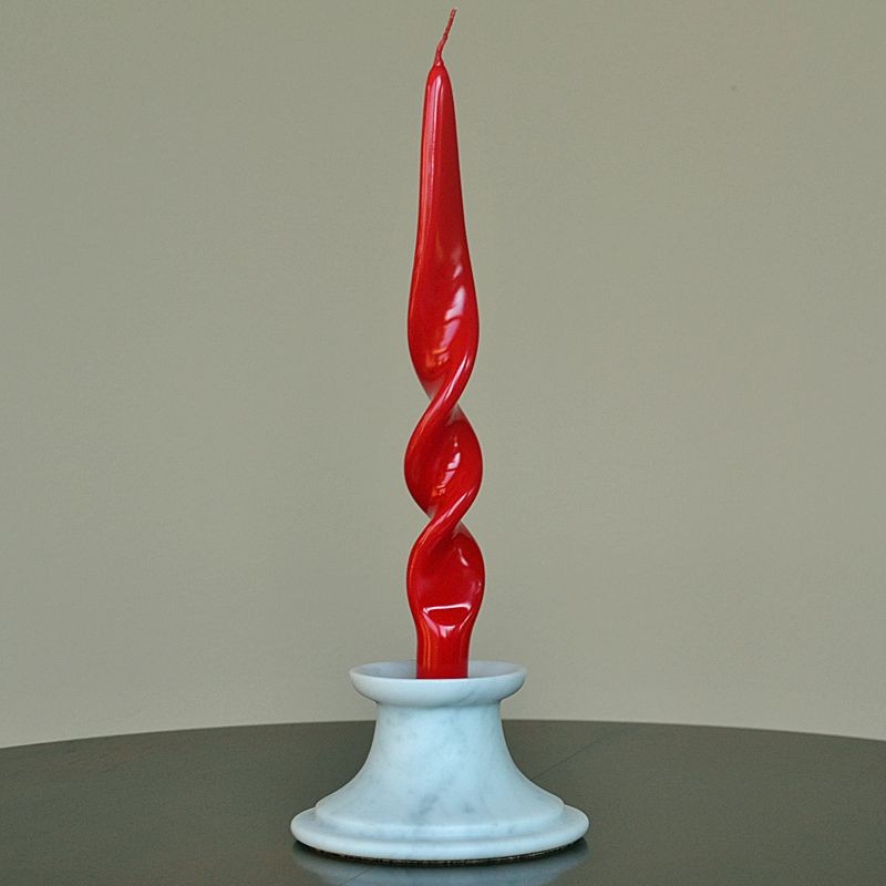 Candle holder in White Carrara marble