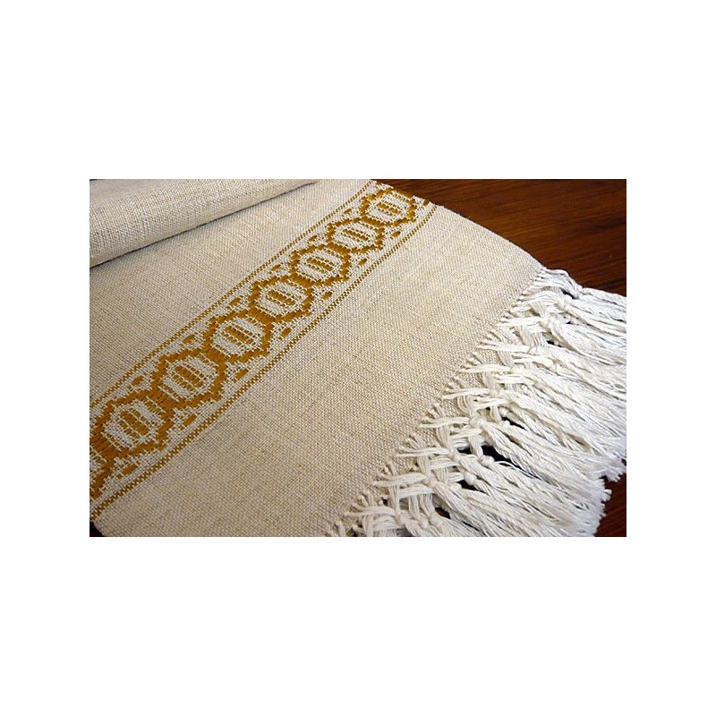 Towel with yellow greek and fringe