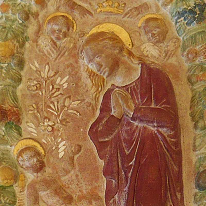 Madonna con bambino - fondo terracotta