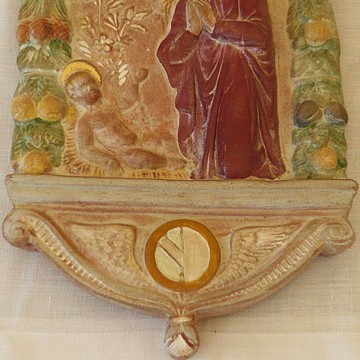 Madonna con bambino - fondo terracotta