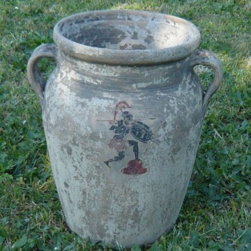 Vaso con disegno in terracotta anticata