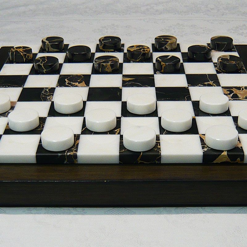 Checkers' pawns "White-Gold marble"